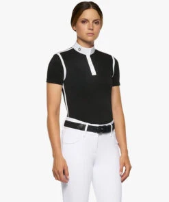 Cavalleria Toscana Pique Contour Polo Short Sleeve -Riding Apparel Store pique contour polo ss black side POD290 PA048 9999 cavalleria toscana 37701.1656713794