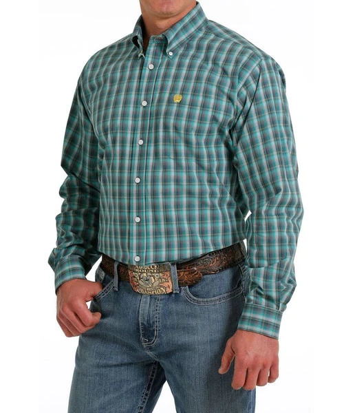 Men's Cinch Teal Plaid Shirt Long Sleeve 5 Men's Cinch Teal Plaid Shirt Long Sleeve - Image 5