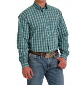 Men's Cinch Teal Plaid Shirt Long Sleeve 8 Men's Cinch Teal Plaid Shirt Long Sleeve -Riding Apparel Store plaid shirt ls teal side MTW1105578 cinch 85786.1689643132