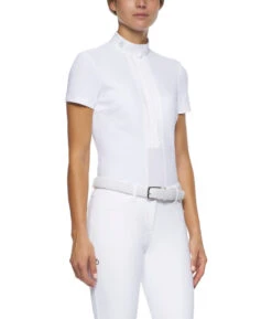 Cavalleria Toscana Pleated Shirt Short Sleeve -Riding Apparel Store pleated jersey SS white side CAD153 JE022 0001 CT 21265.1670880198