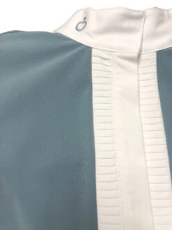 Cavalleria Toscana Pleated Shirt Short Sleeve -Riding Apparel Store pleated jersey ss teal front detail CAD153 JE022 5900 CT 99334.1670880204