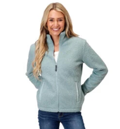 Roper Polar Fleece Zip Jacket -Riding Apparel Store polar fleece zip mintgrn front 0309802506175 roper 92863.1666805030