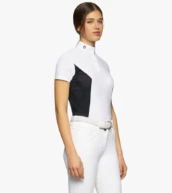 Cavalleria Toscana Perforated Sides Competition Polo -Riding Apparel Store polo perforated insert ss white navy side POD295 JE022 0179 CT 22545.1690499459