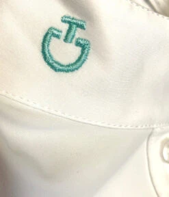 Cavalleria Toscana Perforated Sides Competition Polo -Riding Apparel Store polo perforated insert white green logo CT 83330.1690499513
