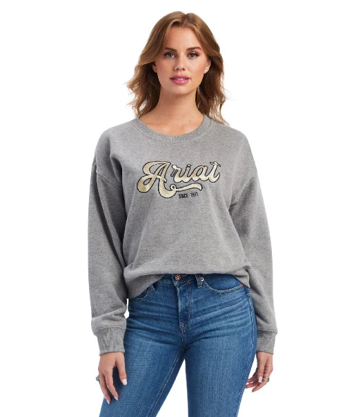 Ariat REAL Metallic Varsity Logo Crop Sweatshirt 1 Ariat REAL Metallic Varsity Logo Crop Sweatshirt