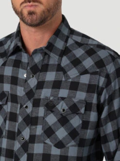 Men's Wrangler Black Buffalo Plaid Shirt -Riding Apparel Store retro buffalo plaid black detail 112330472 wrangler 45917.1689457985