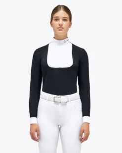 Cavalleria Toscana REVO Pleated Bib Show Shirt 6 Cavalleria Toscana REVO Pleated Bib Show Shirt -Riding Apparel Store revo pleated bib ls black front CAD210 JC031 9999 cavalleria toscana 75345.1659823879