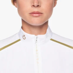Cavalleria Toscana REVO Premier Polo Short Sleeve -Riding Apparel Store revo premier polo ss white front detail POD298 JC033 0001 cavalleria toscana 04933.1659744788