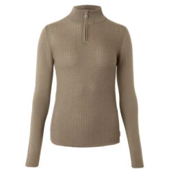 B Vertigo Ruth 1/4 Zip Sweater -Riding Apparel Store ruth sweater shiitake beige 33546 SBE b vertigo 84302.1667872985