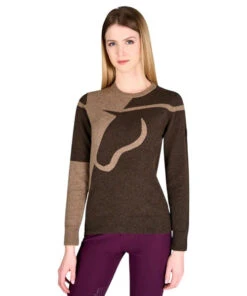 Vestrum San Cassiano Crew Neck Sweater -Riding Apparel Store san cassiano crewneck tan brown front W5087 50015 59 vestrum 61032.1666402178