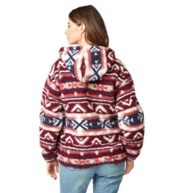 Wrangler Sherpa Print Hoodie -Riding Apparel Store sherpa print hoodie burgundy back 112321245 wrangler 45128.1665621327