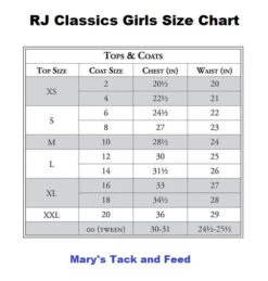 RJ Classics Girls Rebecca Show Shirt -Riding Apparel Store size chart girls tops jackets rj classics 90885.1659025185