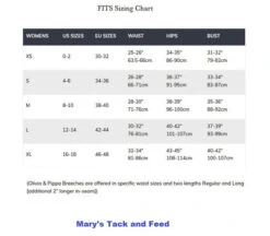 FITS Free Flex Full Seat Breeches -Riding Apparel Store size chart ladies FITS 81967.1659370292