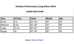 Ovation Performance Long Sleeve Show Shirt -Riding Apparel Store size guide performance LS 471225 ovation 14838.1622923373