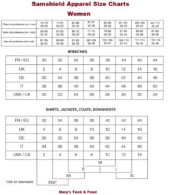 Samshield Florida Show Jacket -Riding Apparel Store size guide women samshield 00682.1639081153