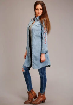Stetson Southwest Embroidered Denim Dress -Riding Apparel Store southwest embroidered dress denim side 1105705942010 stetson 19814.1678230647