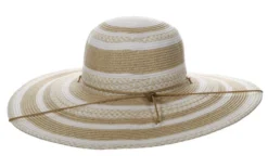 Capelli Yuri Striped Toyo Straw Hat 5 Capelli Yuri Striped Toyo Straw Hat -Riding Apparel Store striped wide brim sun hat back CSW421 WHITE capelli 14712.1691342700