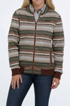 Cinch Sweater Knit Bomber Jacket -Riding Apparel Store sweater knit bomber sherpa multicolor front MAJ9861001 cinch 27427.1638659661