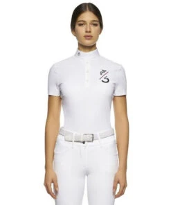Cavalleria Toscana CT Team Red Stripe Polo -Riding Apparel Store team compet polo ss white front POD274 JE022 0001 CT 14367.1640128200