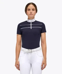 Cavalleria Toscana Team Daytona Polo Short Sleeve -Riding Apparel Store team daytona polo ss smoky blue front POD297 JE022 0001 cavalleria toscana 99249.1661549176