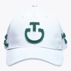 Cavalleria Toscana Tufted Stitch Cap 14 Cavalleria Toscana Tufted Stitch Cap -Riding Apparel Store tuffed stitch cap white green front CPU025 GA025 015L cavalleria toscana 10822.1678573894