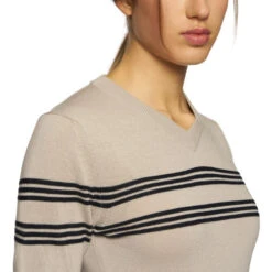 Cavalleria Toscana Merino V-Neck Sweater -Riding Apparel Store v neck sweater off white front detail MAD113 ct 82161.1650668195