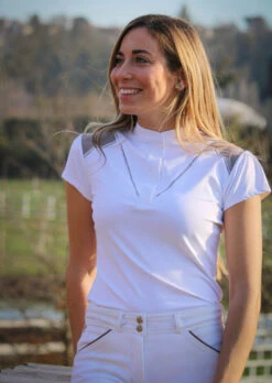PÉNÉLOPE Pénélope Venise Show Polo Short Sleeve -Riding Apparel Store venise show polo white taupe front2 987 904 010 penelope 55283.1688661115