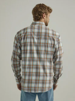 Men's Wrangler Wrinkle Resist Brown Plaid Shirt -Riding Apparel Store wrinkle resist plaid shirt brown back 112330396 wrangler 82192.1689459305