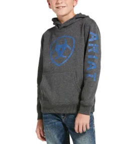 Ariat Youth Classic Logo Hoodie -Riding Apparel Store youth classic logo hoodie charcoal front 10033032 ariat 59930.1603480619